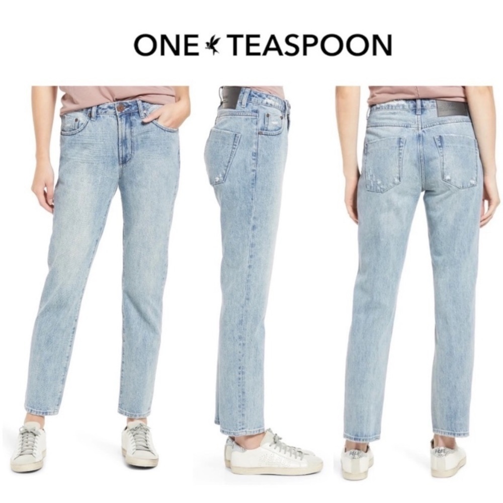 One Teaspoon • Awesome Baggies High Waist Straight Leg Jeans in Salty Dog - 28
